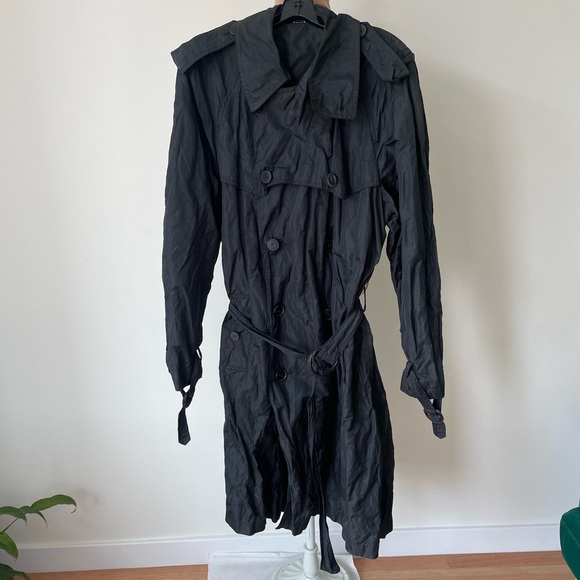 Jean Paul Gaultier Other - Jean Paul Gaultier 2 Squared Vintage Black Double Breasted Crinkle Trench Coat M